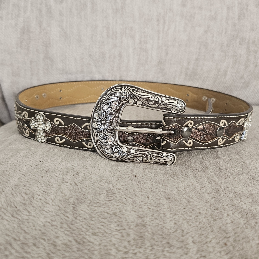 Brown Western Belt with Silver Buckle